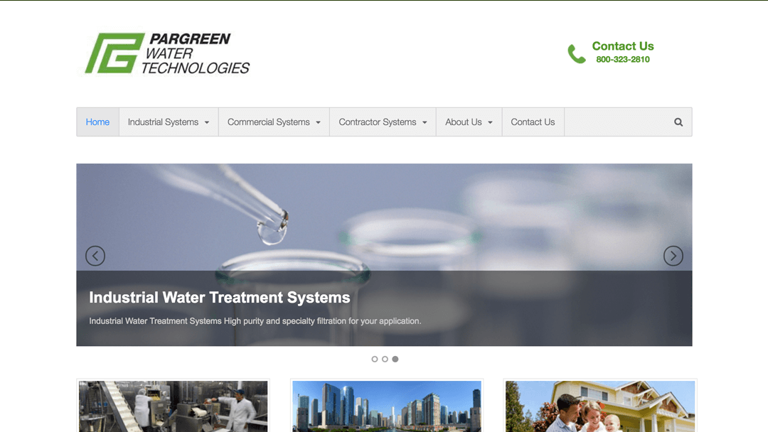 Pargreen Water Technologies website design and local seo